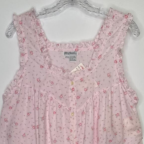 NWT Vintage Miss Elaine for Lord & Taylor Cotton Floral sleeveless Nightgown M - Picture 5 of 14